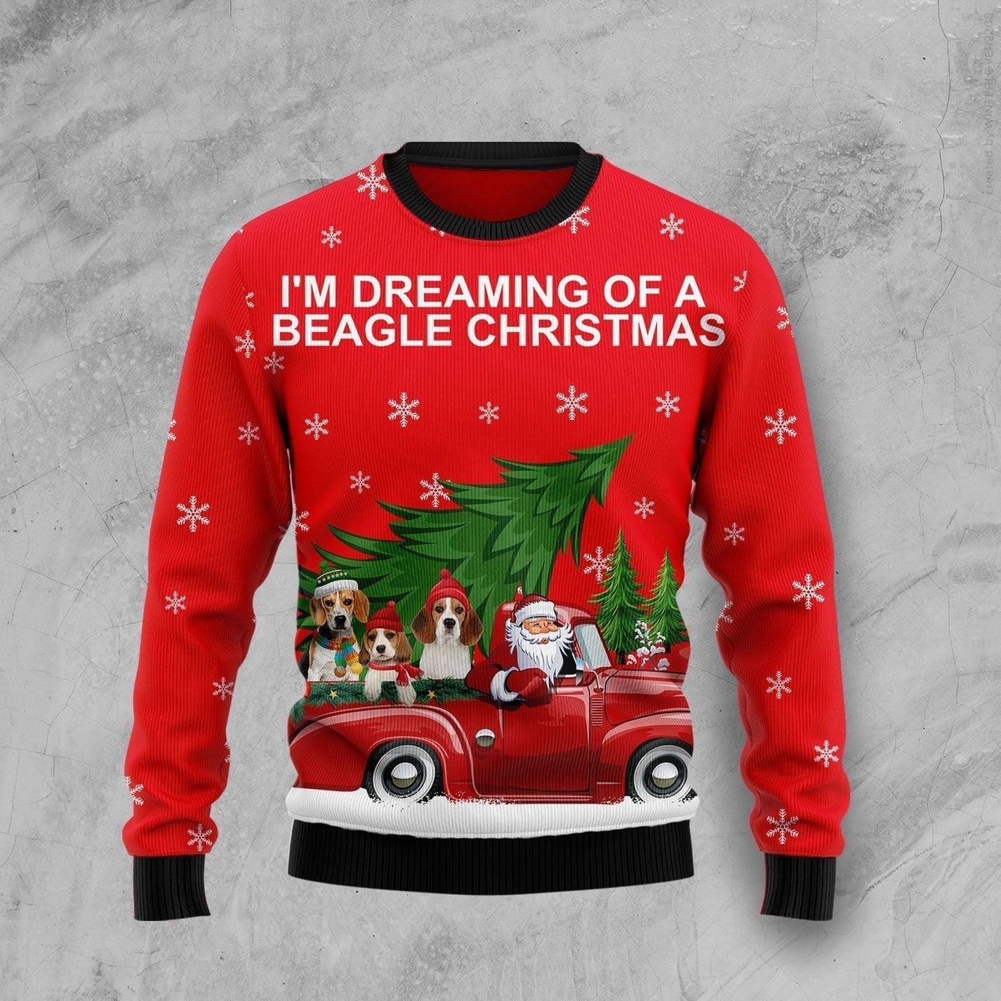Beagle and Red Truck Ugly Christmas Sweater For Men & Women Christmas Gift Sweater US3416 - WeCustomit