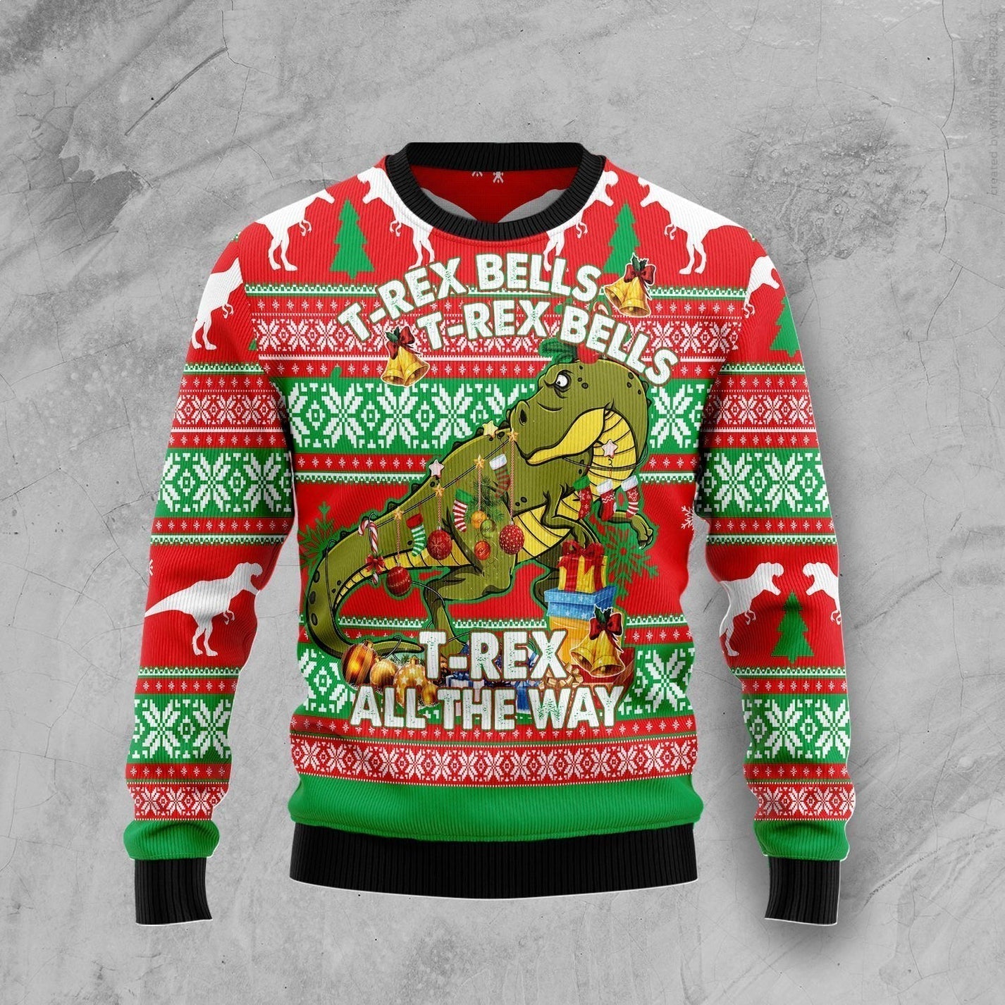 T-rex Tree Christmas Ugly Christmas Sweater For Men & Women Christmas Gift Sweater US3592 - WeCustomit