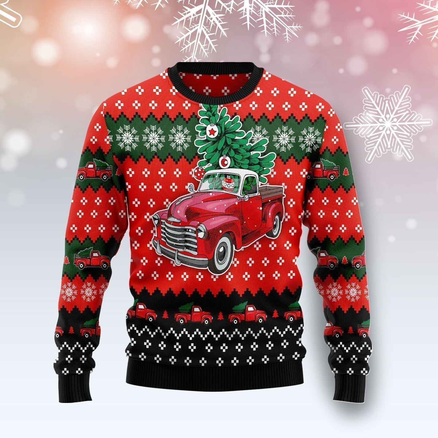 Red Truck Christmas Ugly Christmas Sweater For Men & Women Christmas Gift Sweater US1950 - WeCustomit