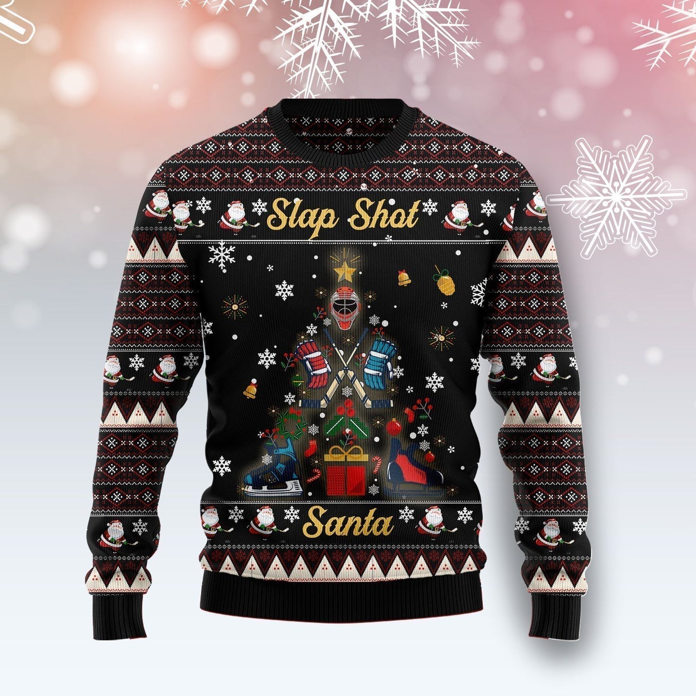 Slap Shot Santa Christmas Ugly Sweater For Men & Women Christmas Gift Sweater US2847 - WeCustomit