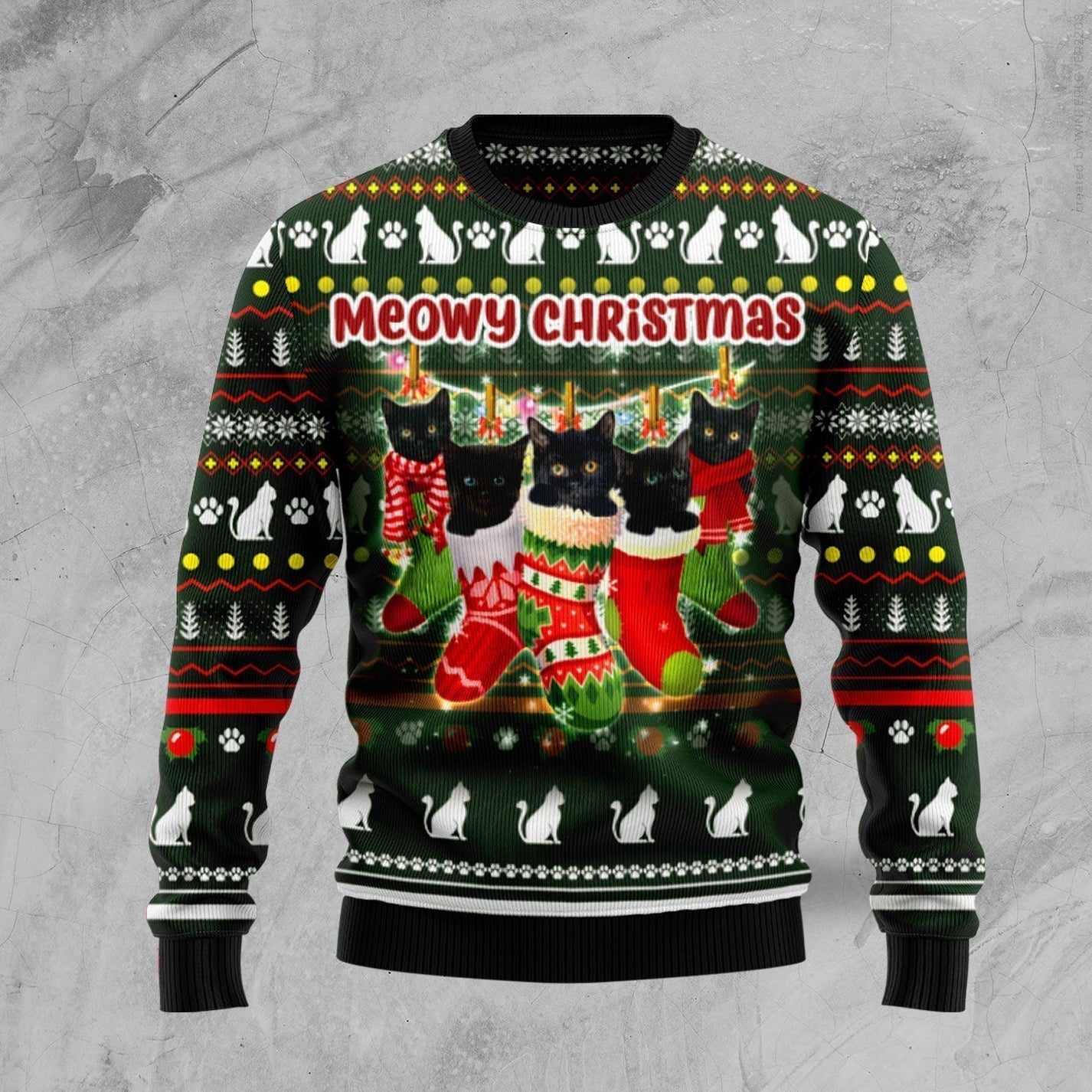 Black Cat Socks Ugly Christmas Sweater For Men & Women Christmas Gift Sweater US3410 - WeCustomit