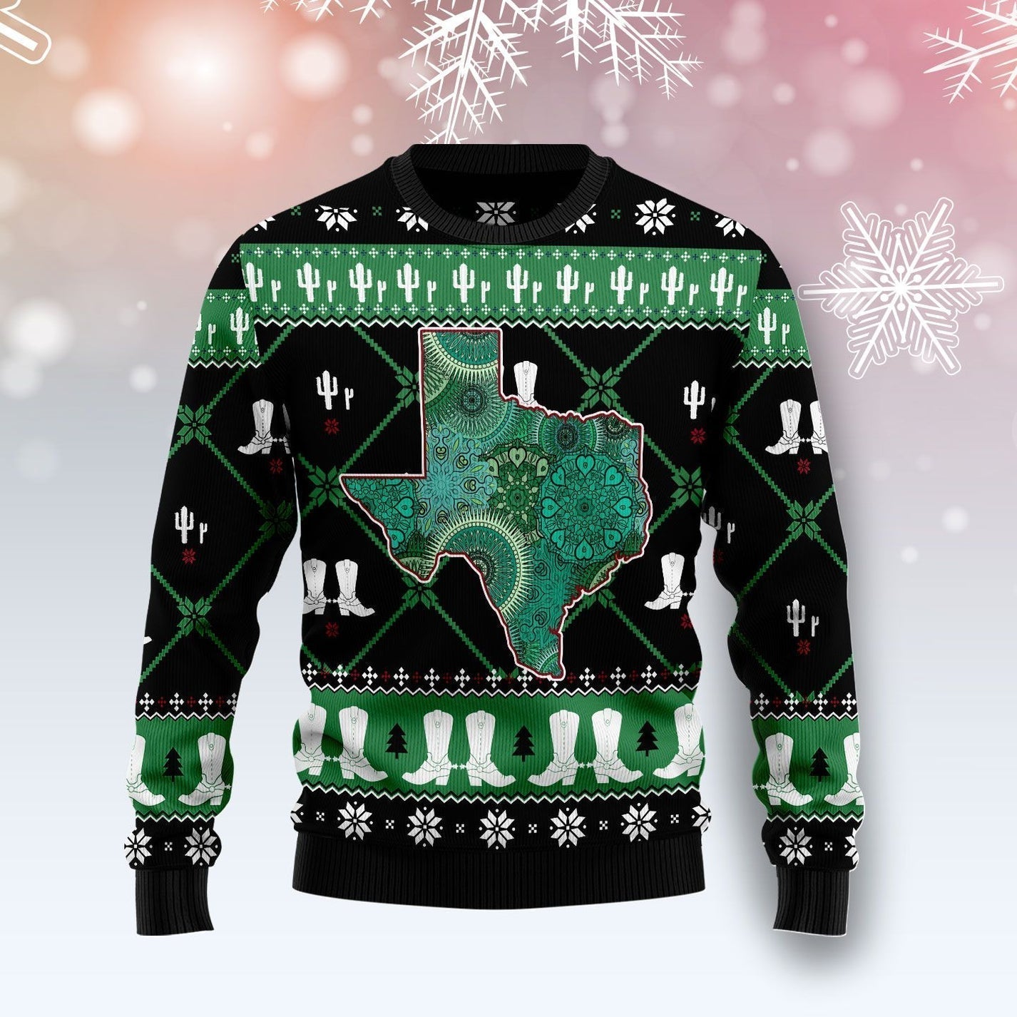 Texas USA Symbols Pattern Ugly Christmas Sweater For Men & Women Christmas Gift Sweater US3551 - WeCustomit