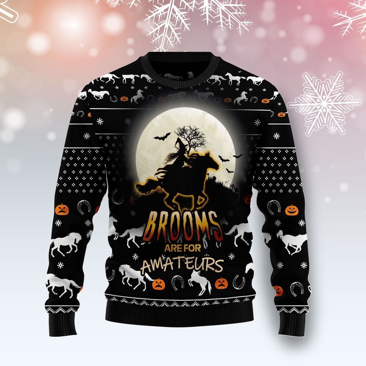 Horse Brooms Ugly Halloween Sweater For Men & Women Halloween Gift Sweater US1023 - WeCustomit
