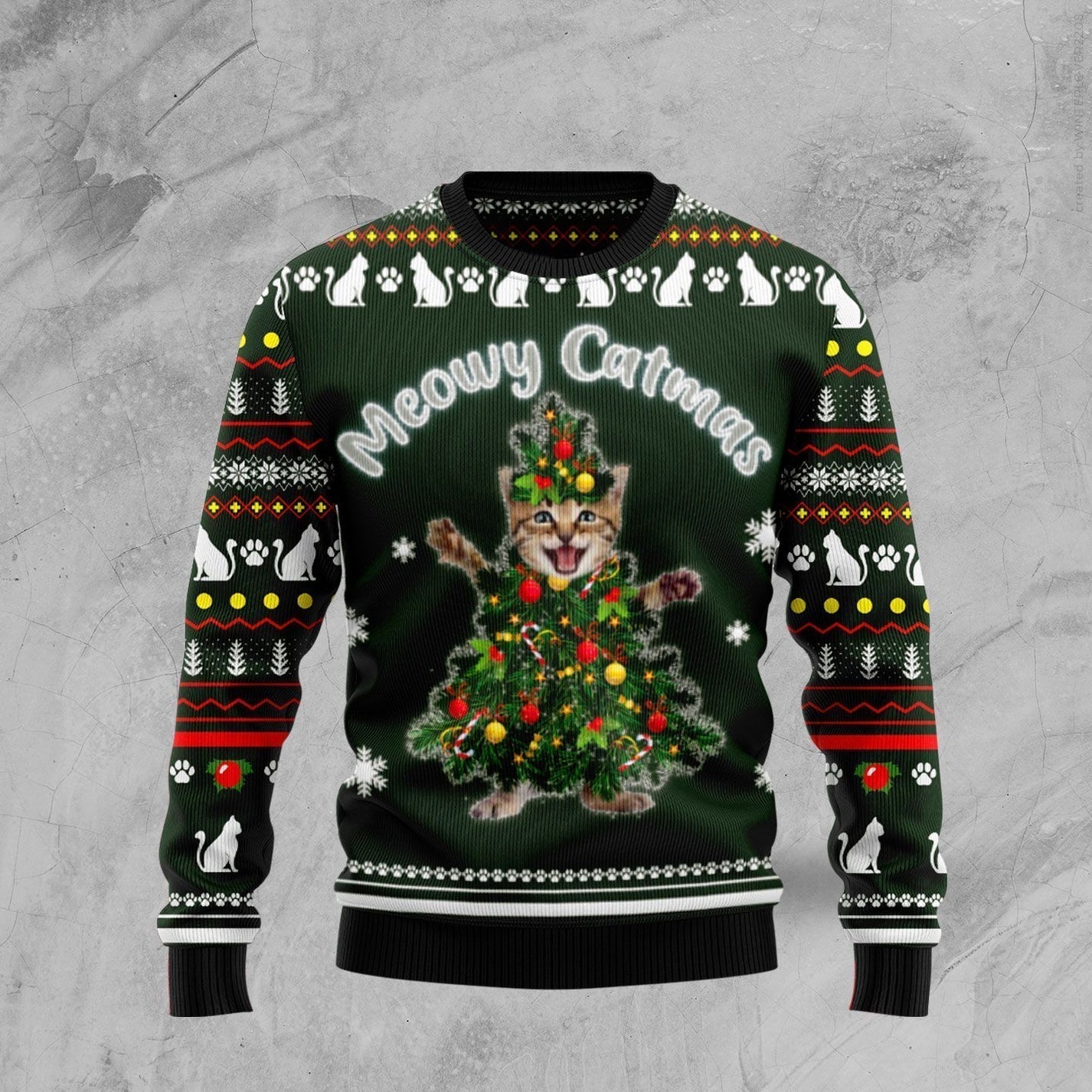 Meowy Catmas Ugly Christmas Sweater For Men & Women Christmas Gift Sweater US3143 - WeCustomit