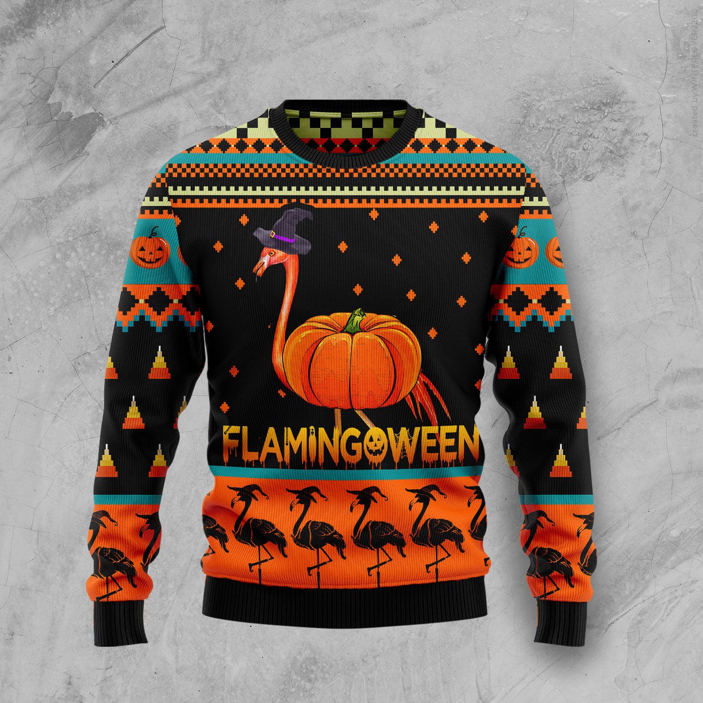 Flamingoween Pumpkin Ugly Halloween Sweater For Men & Women Halloween Gift Sweater US1006 - WeCustomit