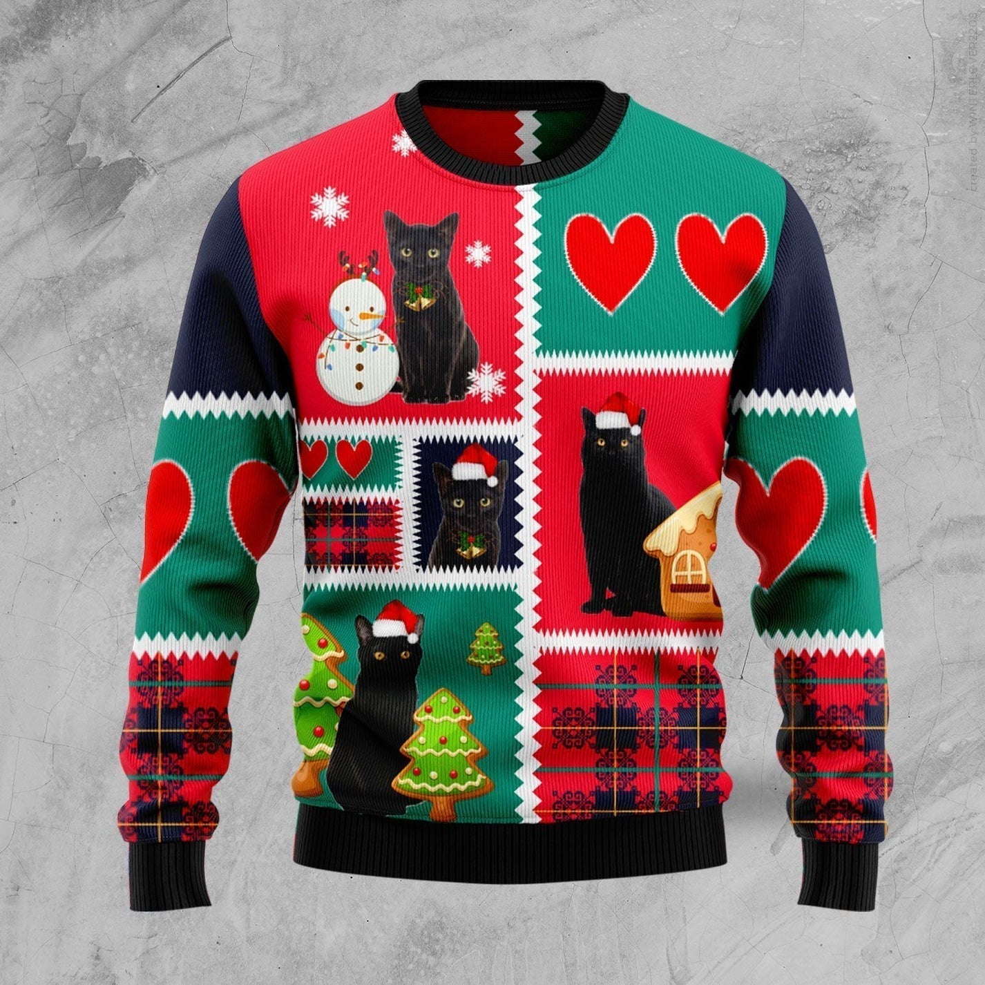 Black Cat Snow Ugly Christmas Sweater For Men & Women Christmas Gift Sweater US3369 - WeCustomit