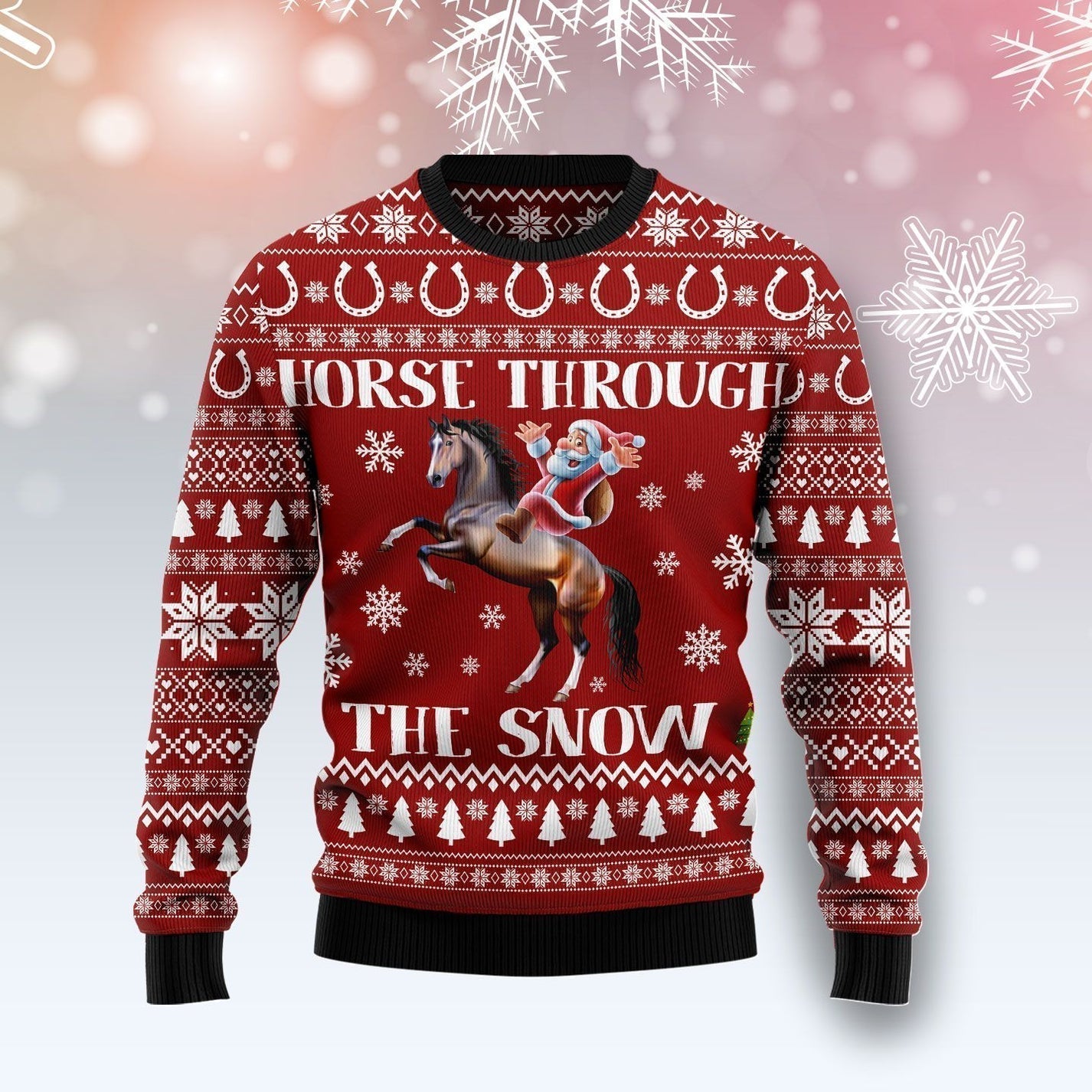 Horse Through The Snow Ugly Christmas Sweater For Men & Women Christmas Gift Sweater US3538 - WeCustomit
