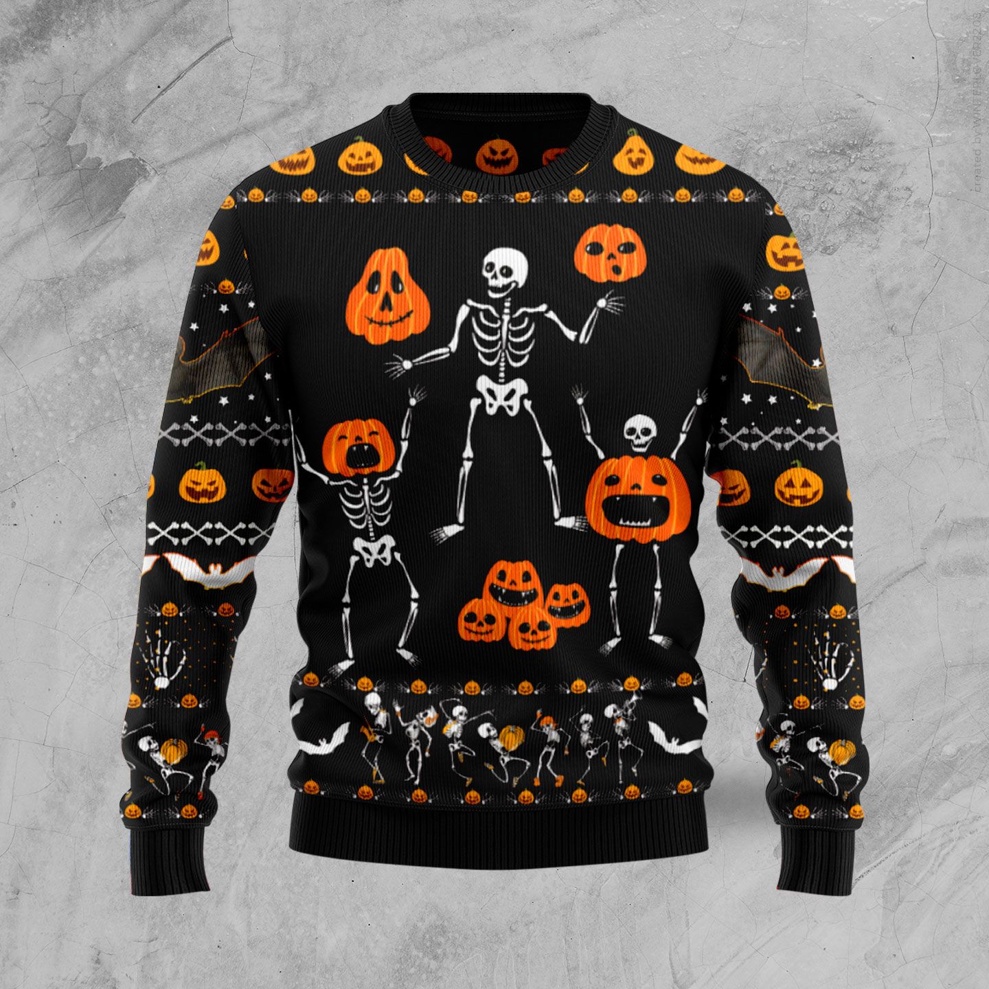 Skeleton Pumpkin Ugly Halloween Sweater For Men & Women Halloween Gift Sweater US1016 - WeCustomit