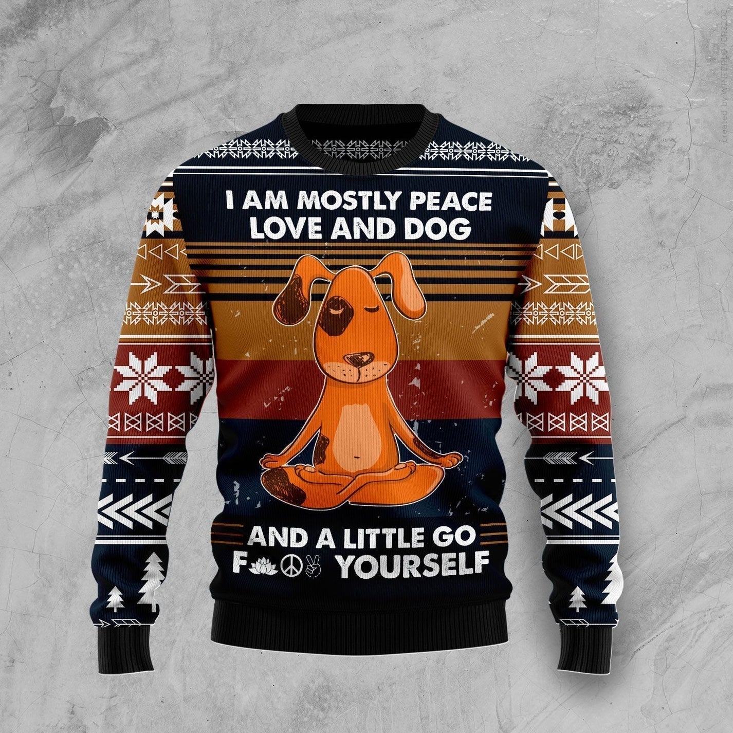 Peace Love And Dog Ugly Christmas Sweater For Men & Women Christmas Gift Sweater US3525 - WeCustomit