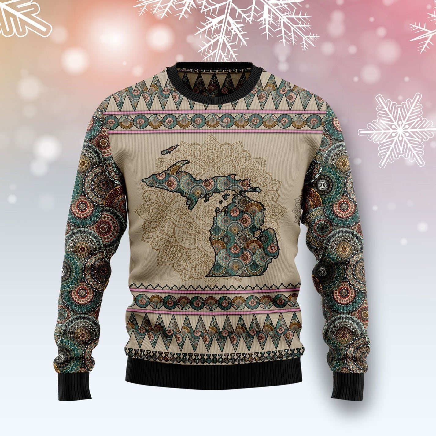 Michigan Mandala Ugly Christmas Sweater For Men & Women Christmas Gift Sweater US1510 - WeCustomit