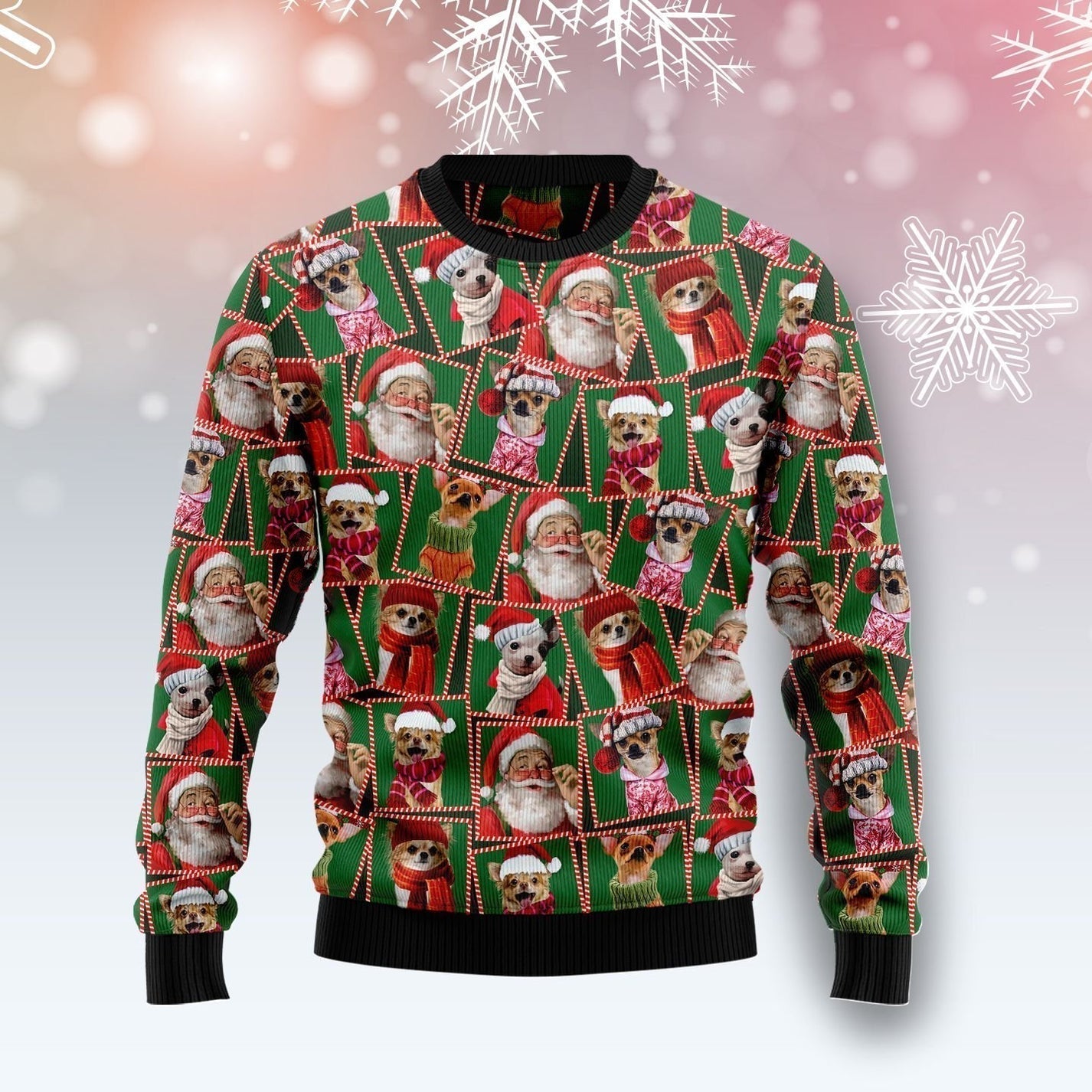 Chihuahua Santa Claus Ugly Christmas Sweater For Men & Women Christmas Gift Sweater US3104 - WeCustomit