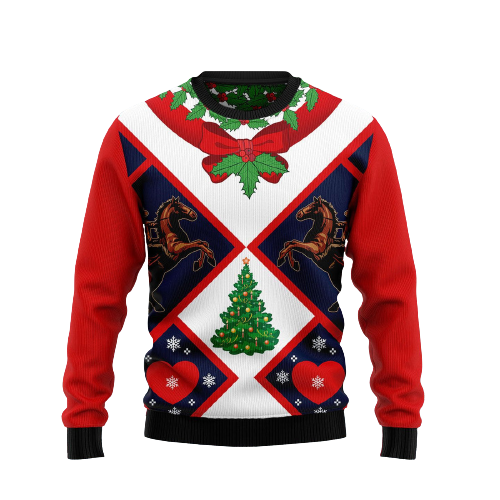 Horse Xmas Funny Ugly Christmas Sweater For Men & Women Christmas Gift Sweater US1214 - WeCustomit
