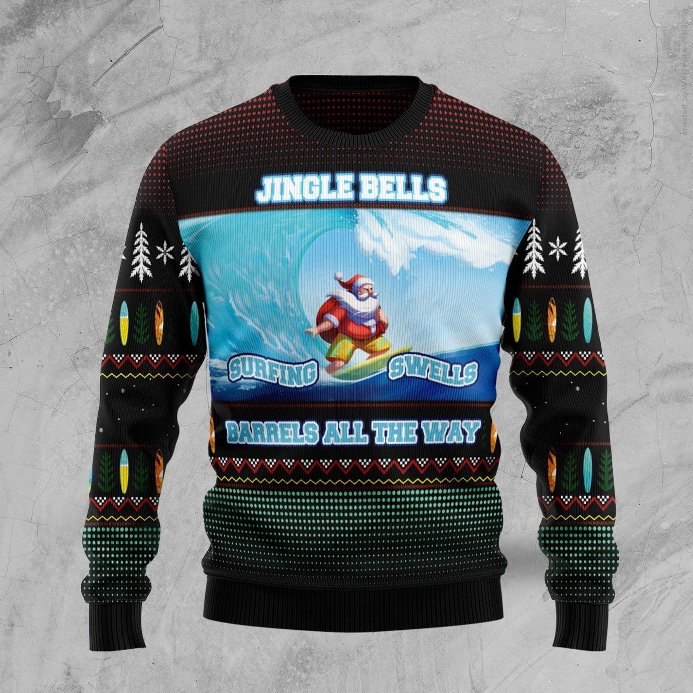 Santa Claus Surfing Ugly Christmas Sweater For Men & Women Christmas Gift Sweater US3369 - WeCustomit