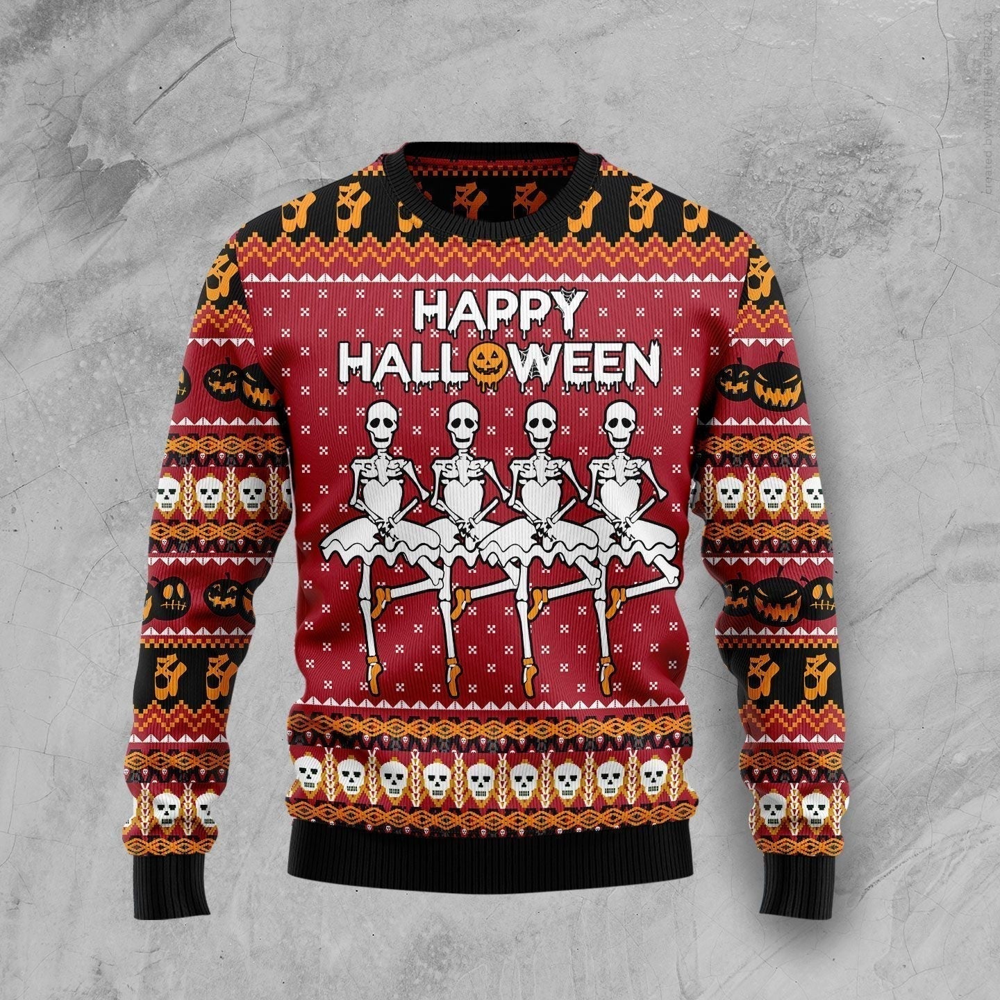 Ballet Skeleton Ugly Halloween Sweater For Men & Women Halloween Gift Sweater US1026 - WeCustomit