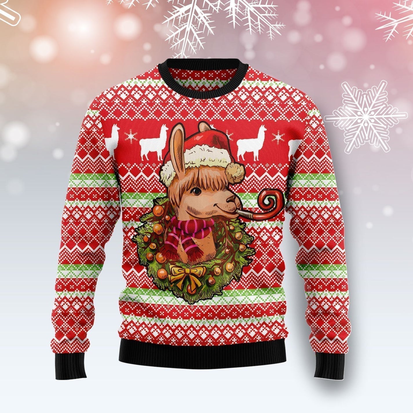 Llama Loves Christmas Ugly Christmas Sweater For Men & Women Christmas Gift Sweater US3368 - WeCustomit