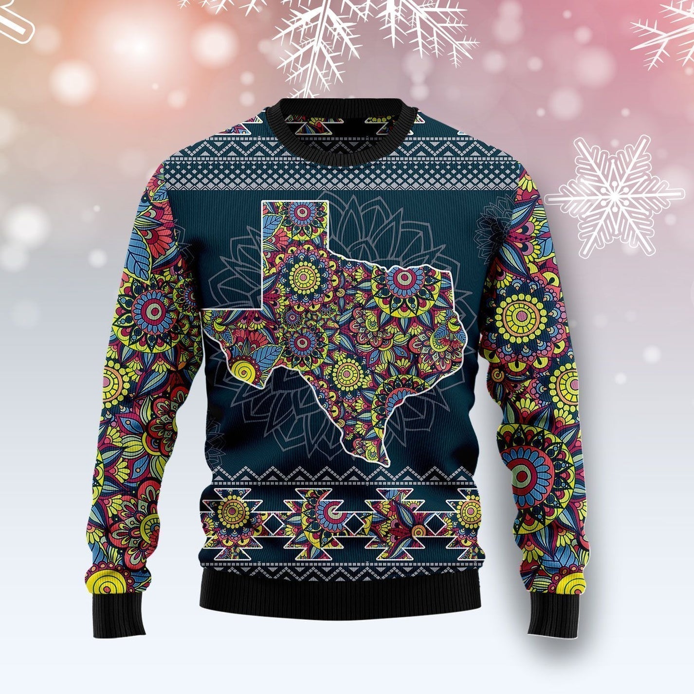 Texas Blue Mandala Ugly Christmas Sweater For Men & Women Christmas Gift Sweater US1560 - WeCustomit