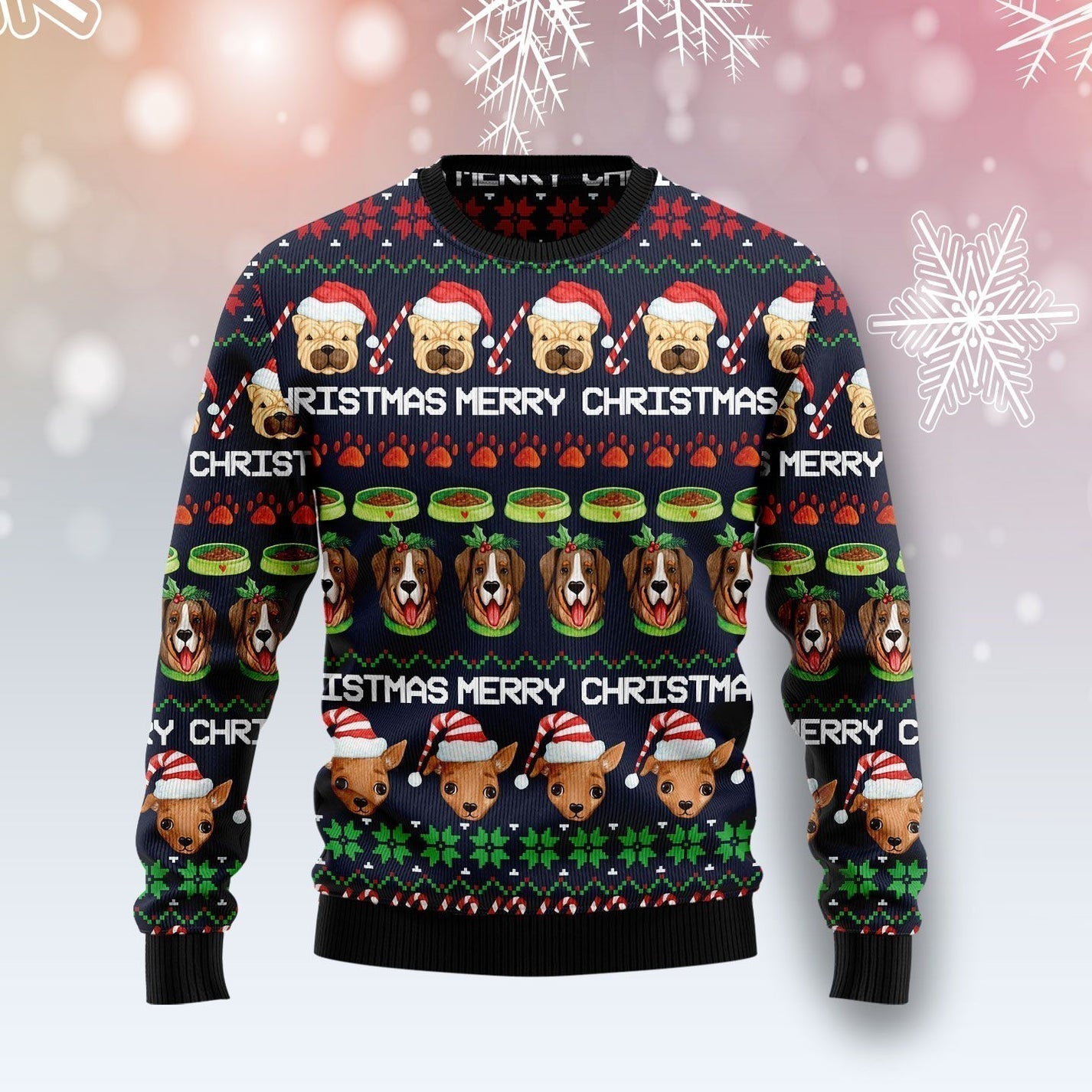Dog Cute Face Ugly Christmas Sweater For Men & Women Christmas Gift Sweater US3372 - WeCustomit