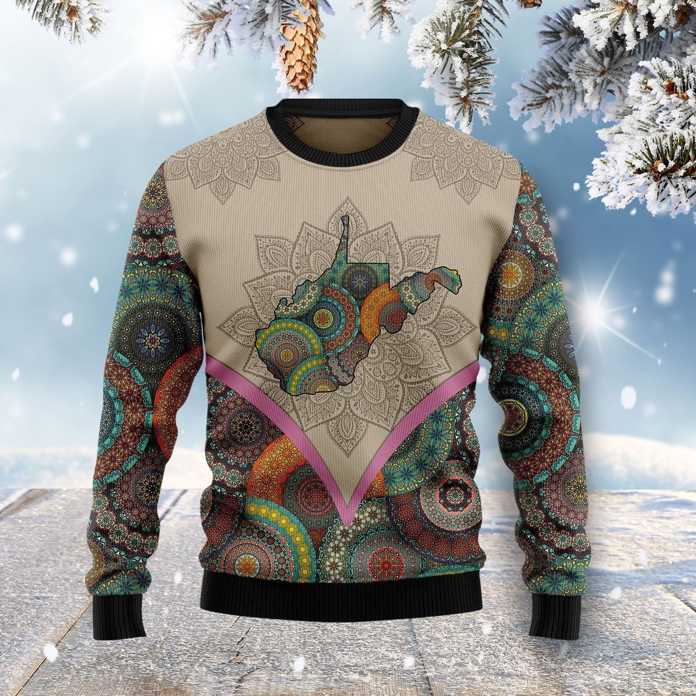 Mandala Ugly Christmas Sweater For Men & Women Christmas Gift Sweater US1013 - WeCustomit