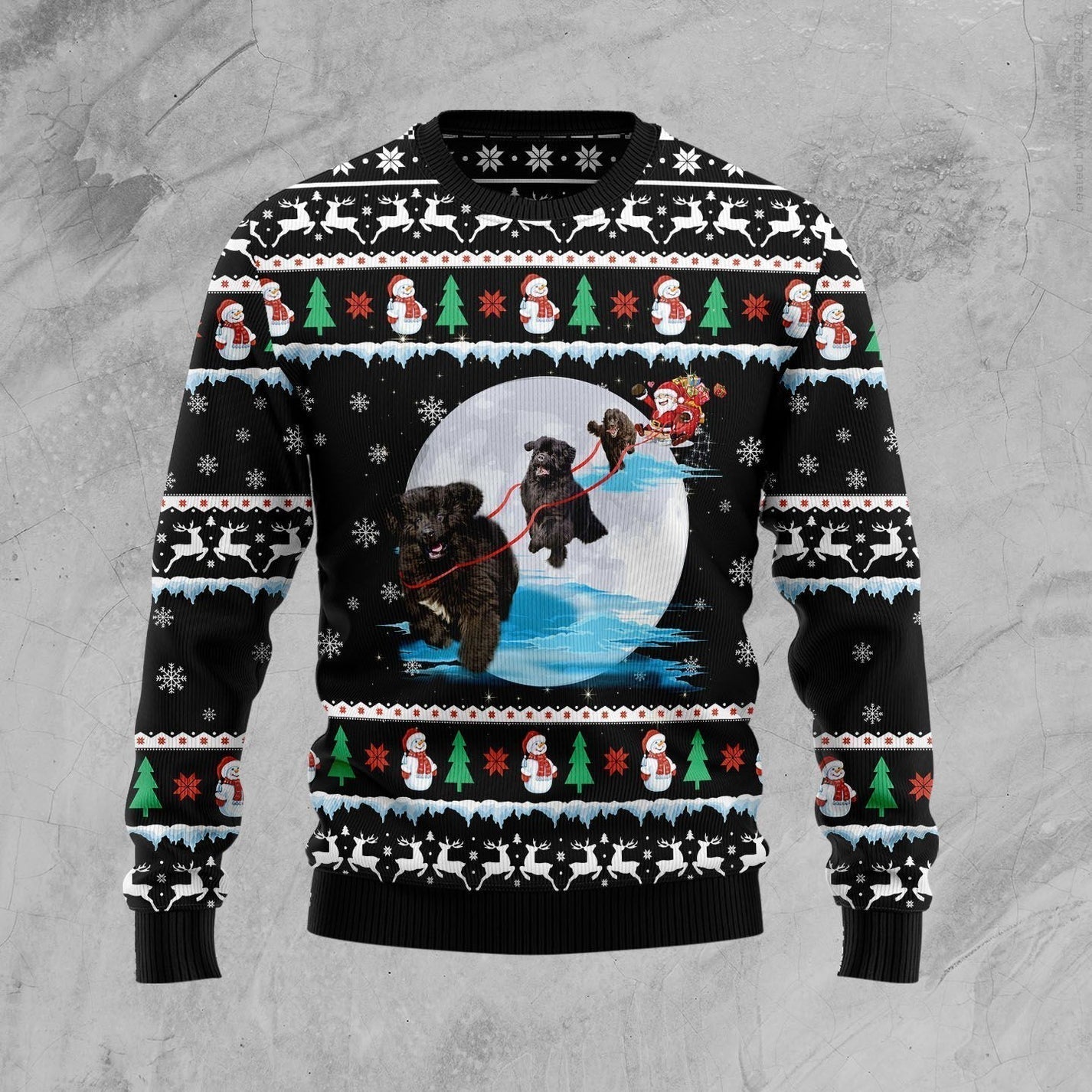 Newfoundland Santa On Highway Ugly Christmas Sweater For Men & Women Christmas Gift Sweater US3524 - WeCustomit