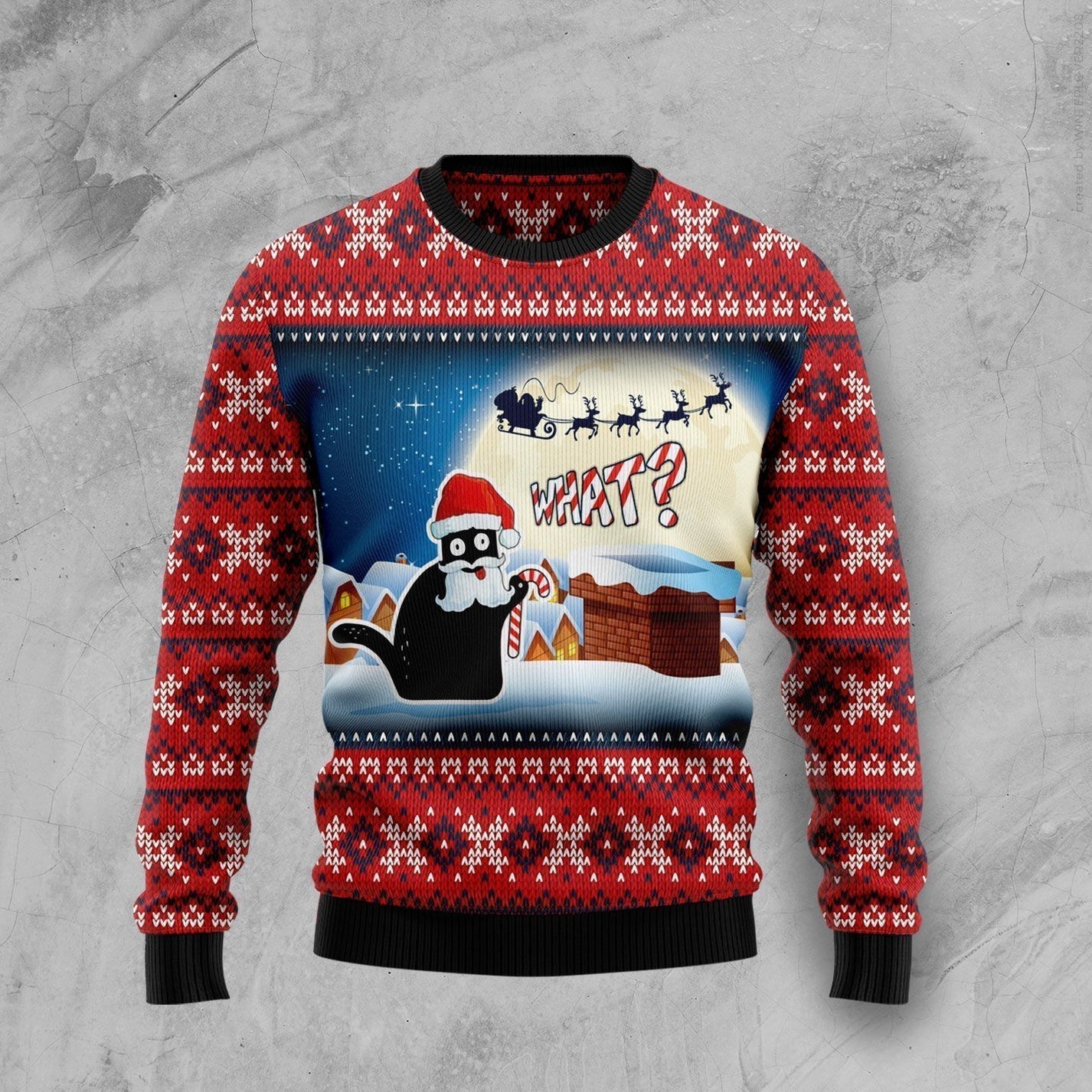 Black Cat What Ugly Christmas Sweater For Men & Women Christmas Gift Sweater US1681 - WeCustomit