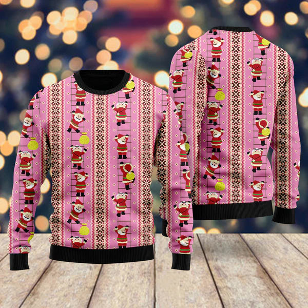 Santa Claus Climbing Pattern Ugly Christmas Sweater For Men & Women Christmas Gift Sweater US2052 - WeCustomit