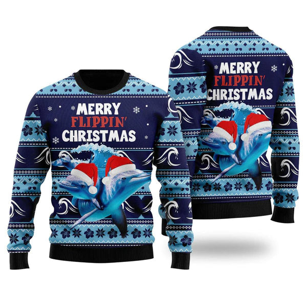 Dolphin Christmas Ugly Christmas Sweater For Men & Women Christmas Gift Sweater US1363 - WeCustomit