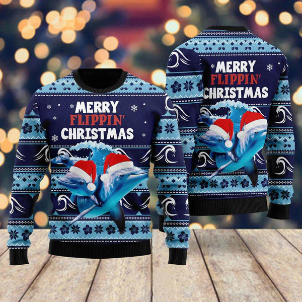 Dolphin Christmas Ugly Christmas Sweater For Men & Women Christmas Gift Sweater US1363 - WeCustomit