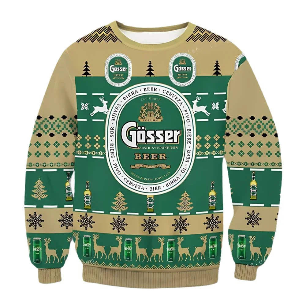 Unisex Gosser Beer 3D Ugly Christmas Sweater For Men & Women Christmas Gift Sweater BH1112 - WeCustomit