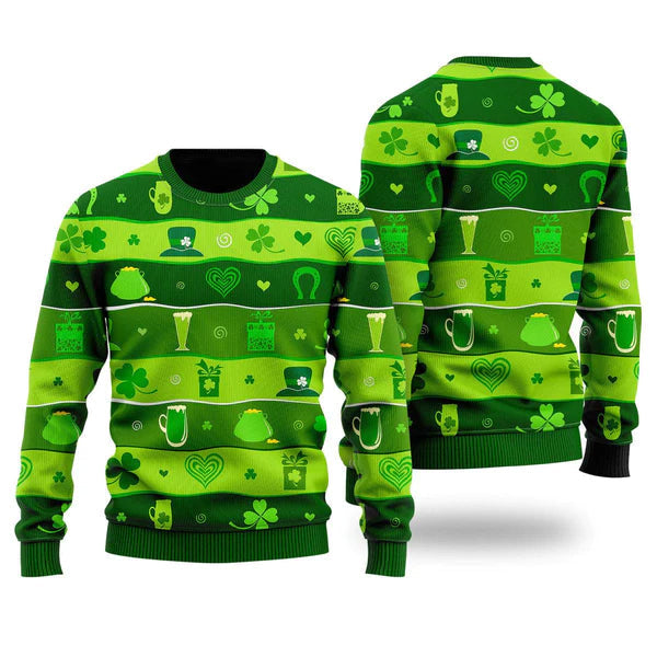 Happy Saint Day Pattern Ugly Christmas Sweater For Men & Women Christmas Gift Sweater US2054 - WeCustomit