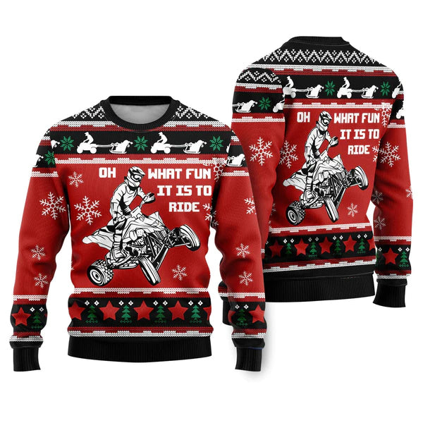 Christmas Four Wheel oh What Fun It Is To Ride Ugly Christmas Sweater For Men & Women Christmas Gift Sweater US1585 - WeCustomit