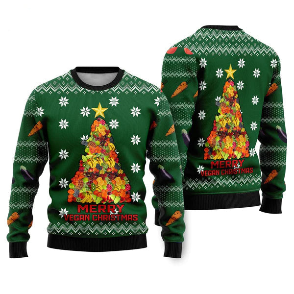 Merry Vegan Christmas Ugly Christmas Sweater For Men & Women Christmas Gift Sweater US1364 - WeCustomit