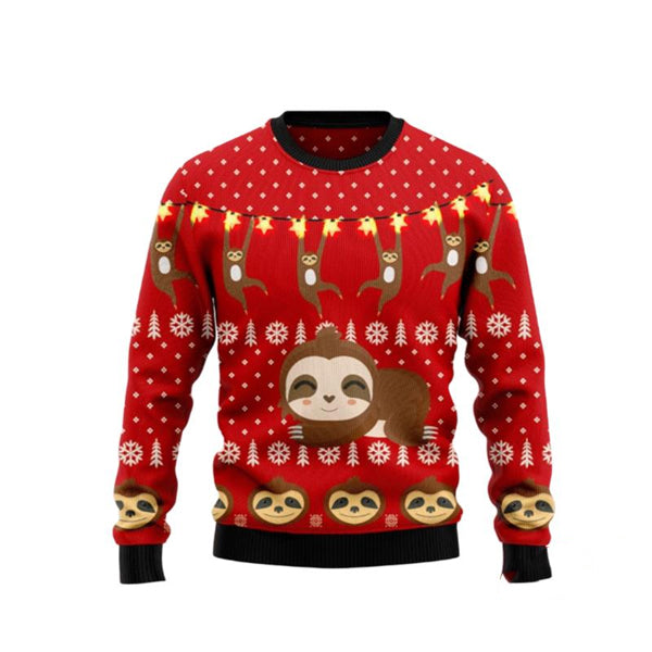 Sloth Light Ugly Christmas Sweater For Men & Women Christmas Gift Sweater US2378 - WeCustomit