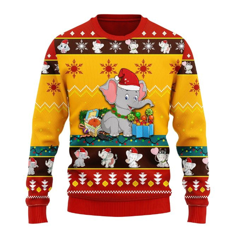 Baby Elephant Christmas Ugly Christmas Sweater For Men & Women Christmas Gift Sweater US2714 - WeCustomit
