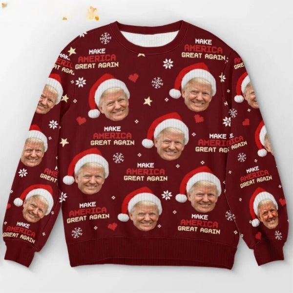 Trump Santa Hat Make Christmas Great Again US Election Ugly Sweater DL027 - WeCustomit