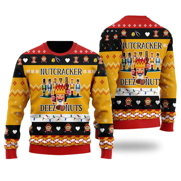 Deez Nuts Nutcracker Ugly Christmas Sweater For Men & Women Christmas Gift Sweater US3781 - WeCustomit