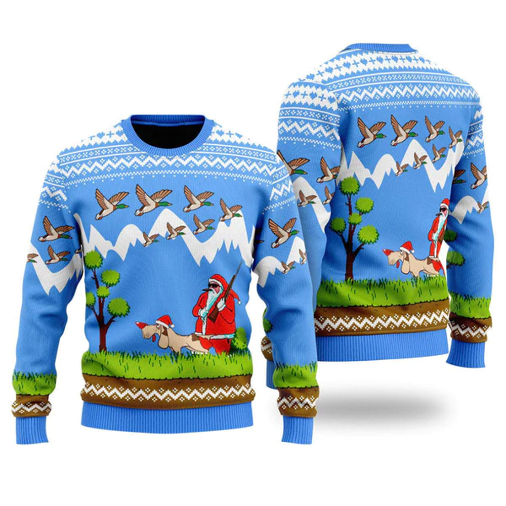 Santa Duck Hunting Christmas Ugly Christmas Sweater For Men & Women Christmas Gift Sweater US1047 - WeCustomit