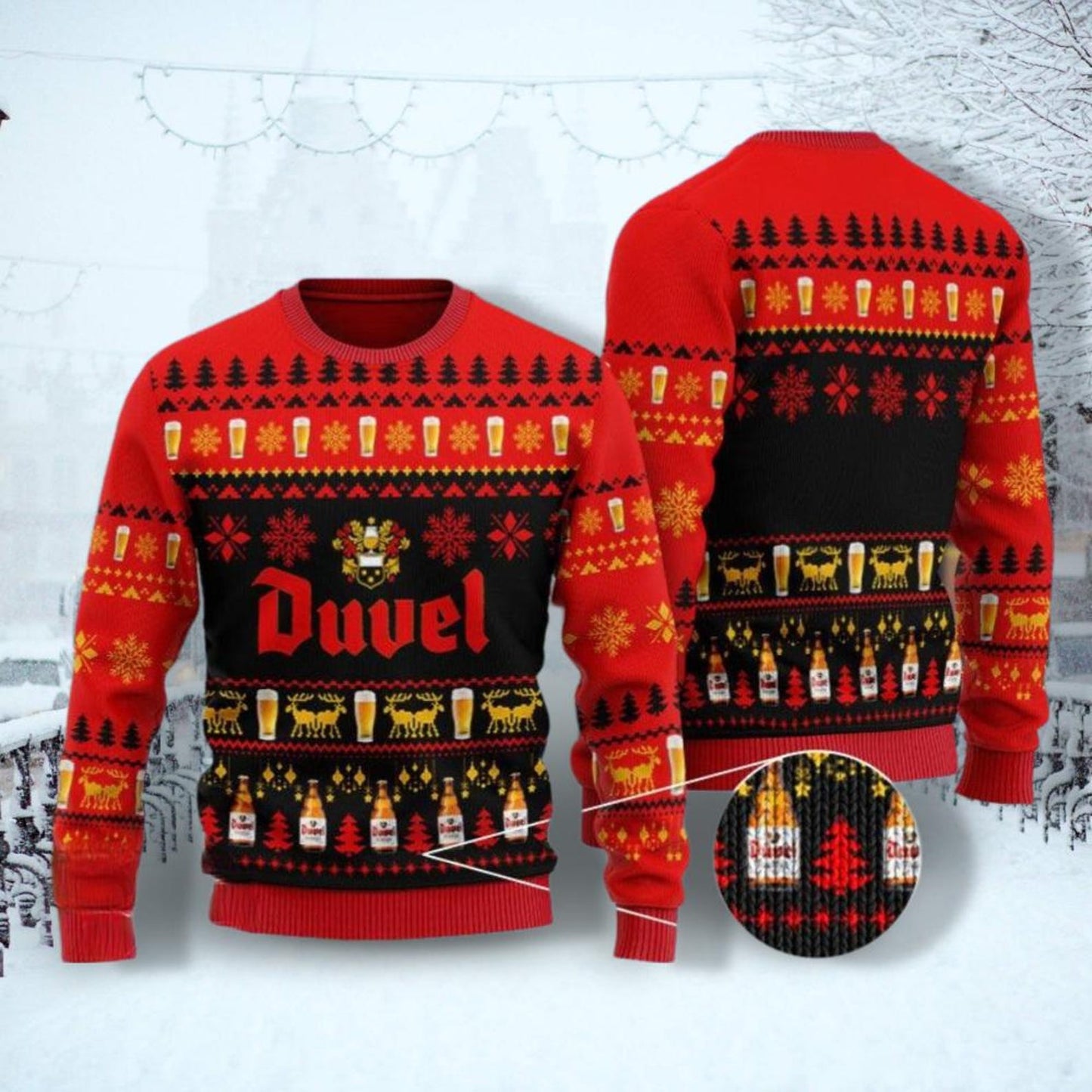 Christmas Duvel Beer Ugly Sweater, Beer Drinking Party Shirt, Ugly Christmas Sweater Shirt, Beer Sweater Men, Sweaters For Woman Men - WeCustomit