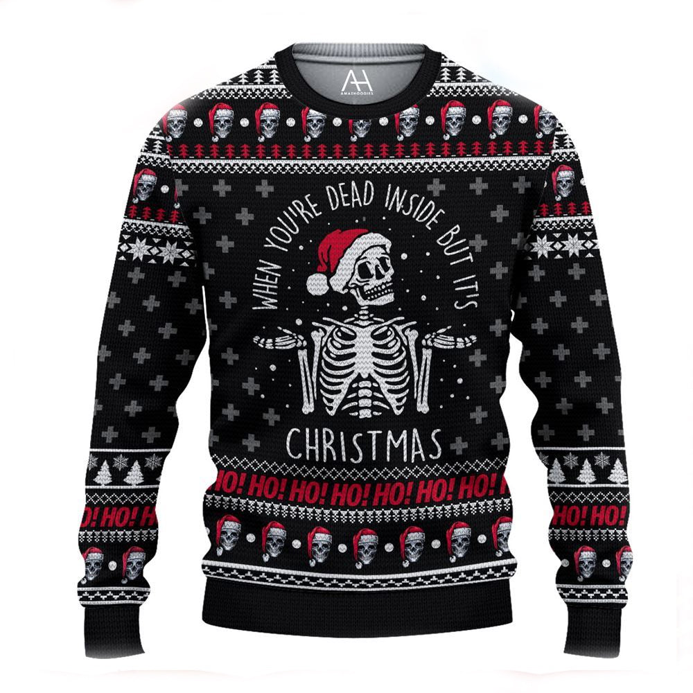 The Holiday Season Skull Ugly Christmas Sweater For Men & Women Christmas Gift Sweater US3434 - WeCustomit