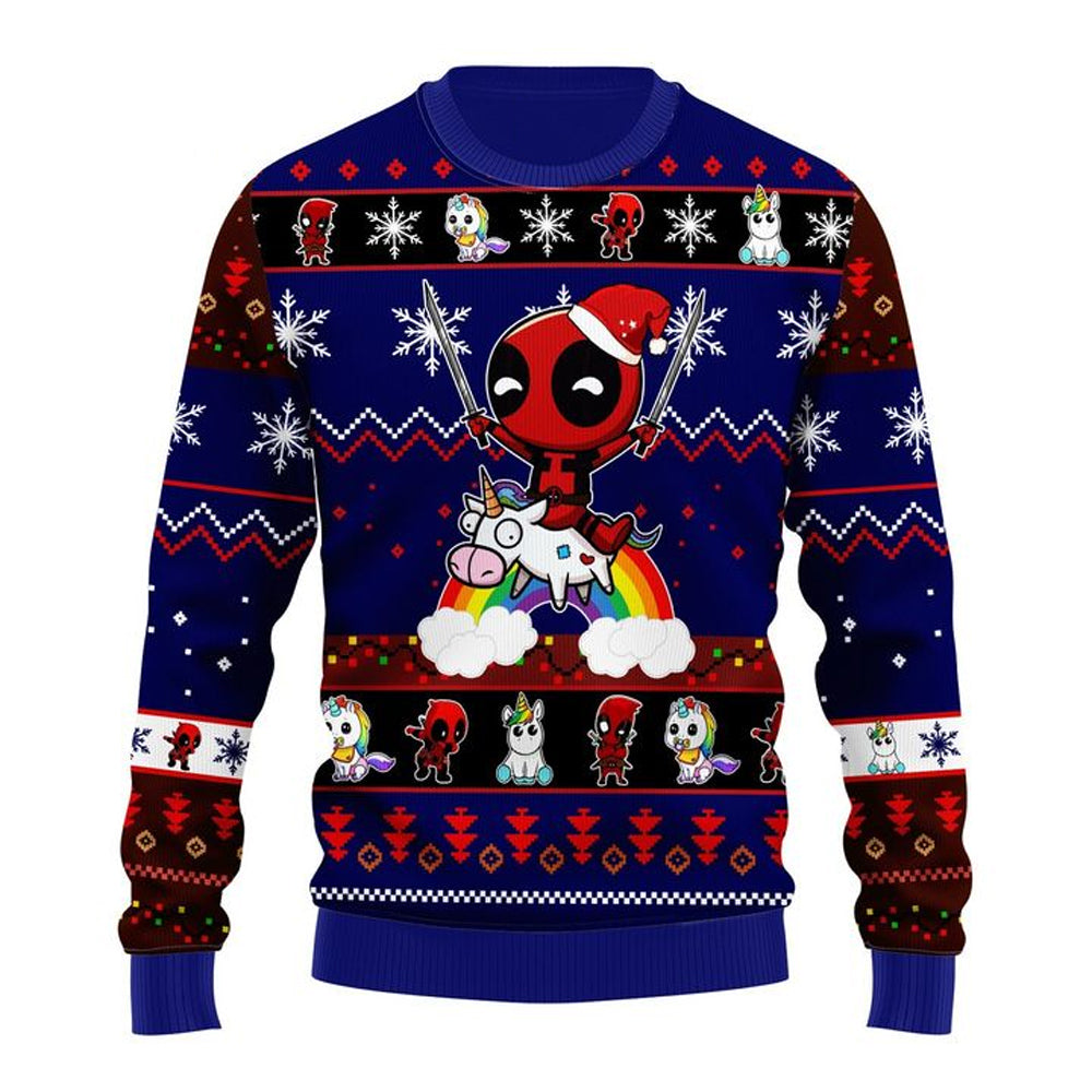Deadpool Unicorn Rainbow Ugly Christmas Sweater For Men & Women Christmas Gift Sweater US4077 - WeCustomit