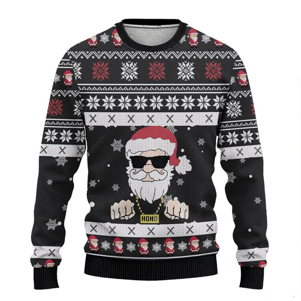 Santa Hoho Black Ugly Christmas Sweater For Men & Women Christmas Gift Sweater US3282 - WeCustomit
