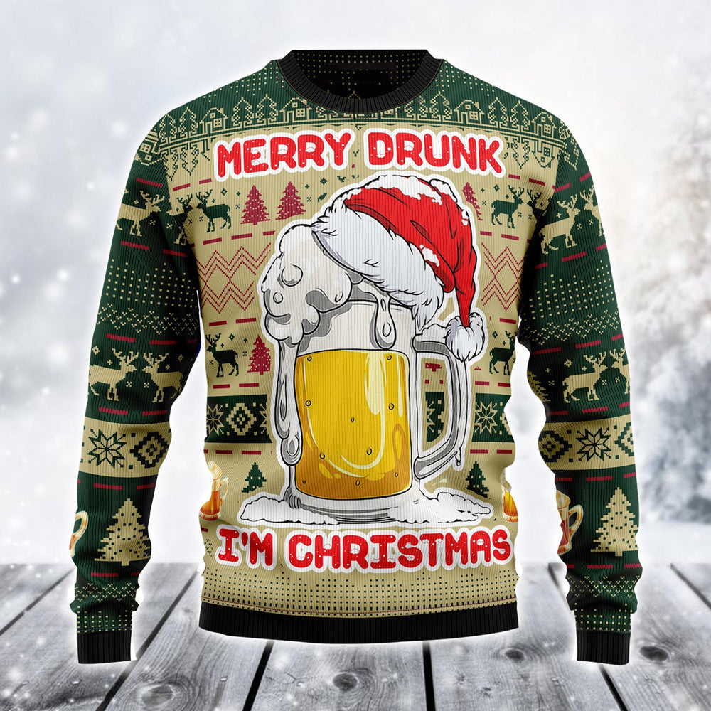 Merry Drunk Beer Ugly Christmas Sweater For Men & Women Christmas Gift Sweater US2873 - WeCustomit