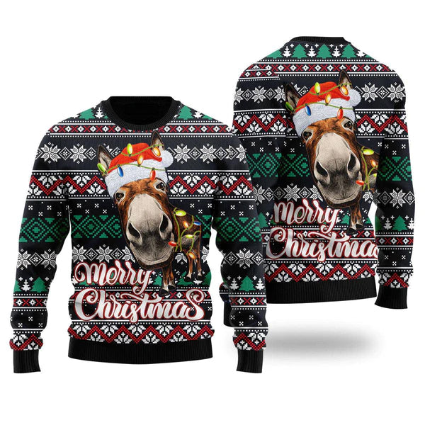 Donkey Merry Christmas Ugly Christmas Sweater For Men & Women Christmas Gift Sweater US1144 - WeCustomit