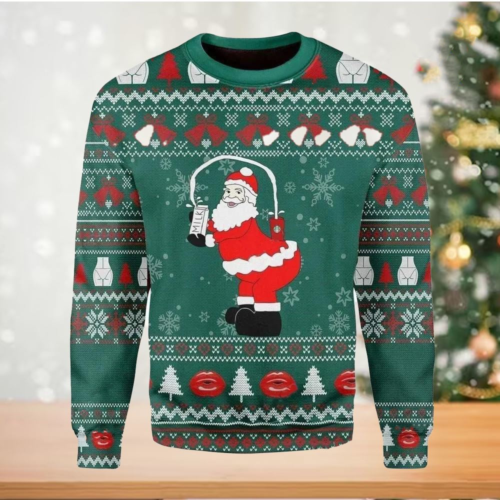 Milk Santa Ugly Christmas Sweater For Men & Women Christmas Gift Sweater US2734 - WeCustomit