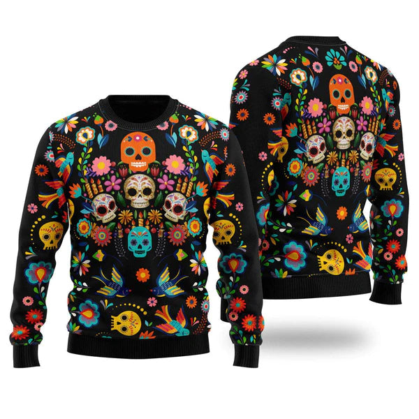 Sugar Skull Ugly Halloween Sweater For Men & Women Halloween Gift Sweater US1046 - WeCustomit