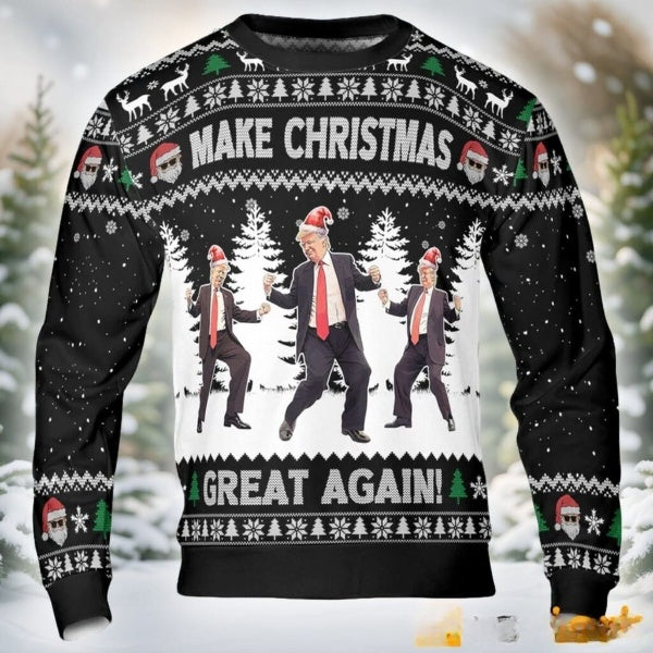 Funny Trump Dancing Make Christmas Great Again Ugly Sweater DL021 - WeCustomit