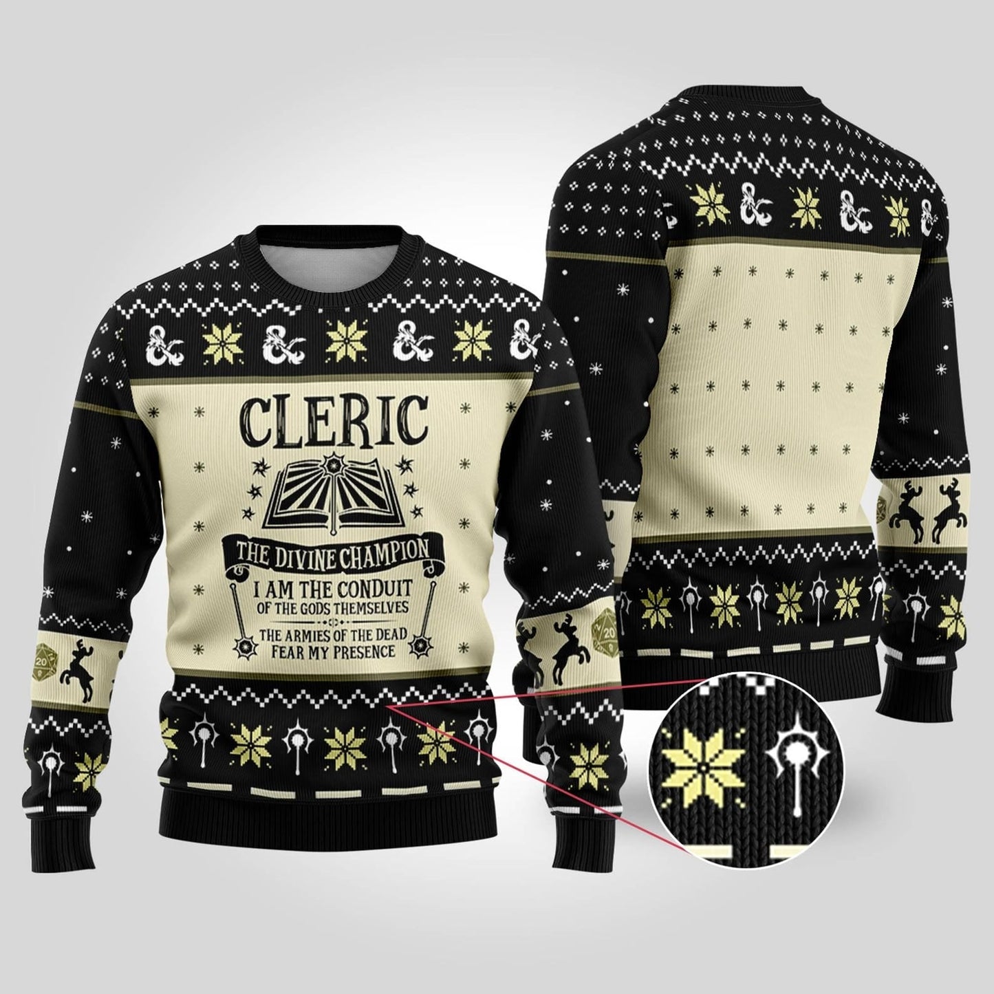 Dungeon Cleric Ugly Sweater Christmas | Dungeons And Dragons Christmas Sweatshirt | Dnd Dungeons Master Xmas Sweatshirt - WeCustomit