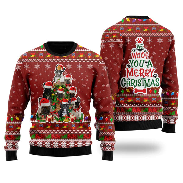 We Woof You A Merry Christmas Ugly Christmas Sweater For Men & Women Christmas Gift Sweater US1134 - WeCustomit