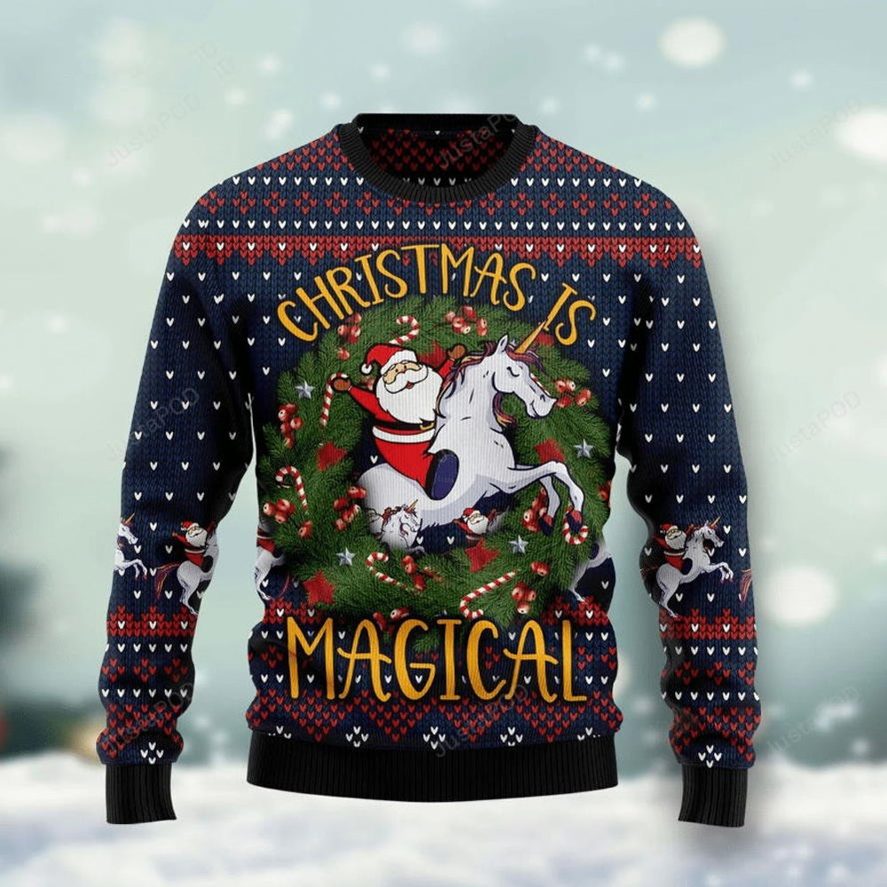 Unicorn Christmas Is Magical Ugly Christmas Sweater For Men & Women Christmas Gift Sweater US3438 - WeCustomit