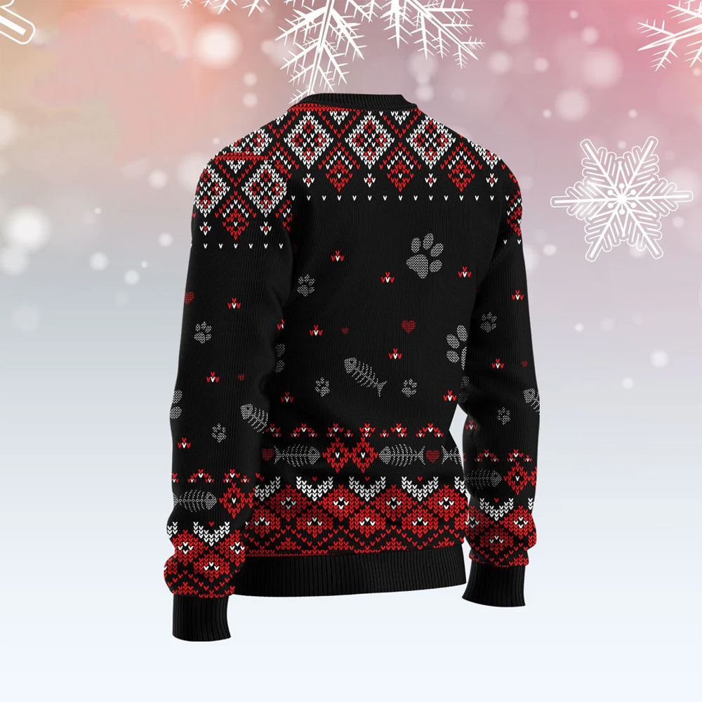 Cat With Xmas Ugly Christmas Sweater For Men & Women Christmas Gift Sweater US1679 - WeCustomit