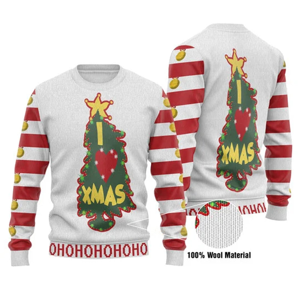 I Love Christmas Ugly Christmas Sweater For Men & Women Christmas Gift Sweater US3233 - WeCustomit